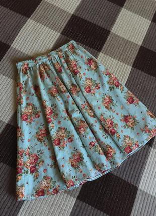 Льняная юбка с красивым цветочным принтом2 фото