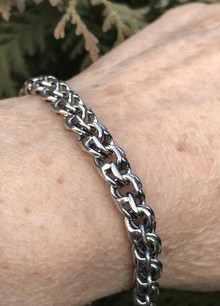 Браслет серебряный мужской круглый бисмарк 701тч, 21.5 размер