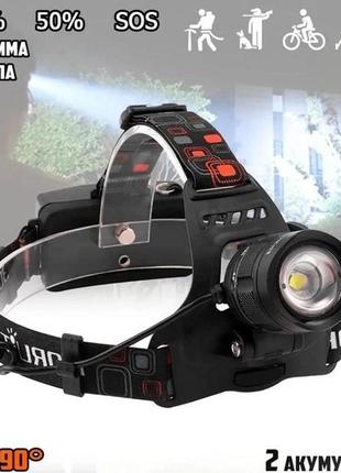 Налобний ліхтар bailong bl-t32-p50, потужний налобний світлодіодний ліхтарик на голову, три режими10 фото