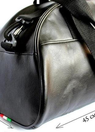 Шкіряна чорна спортивна сумка для тренувань. сумка для спортзалу, подорожей5 фото