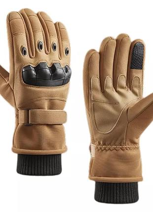 Тактические зимние полнопалые перчатки с флисом eagle tactical et-03 песочный размер m