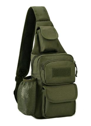 Тактическая сумка-рюкзак олива, борсетка однолямочная + usb выход