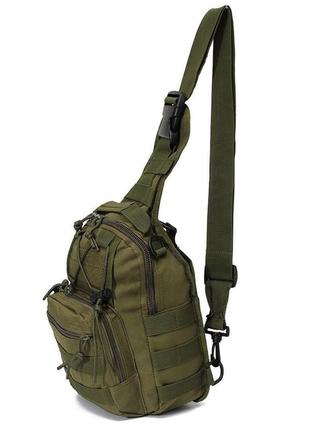 Тактична чоловіча сумка армійська борсетка однолямкова хакі, олива.3 фото