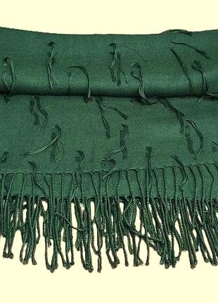 Женский шарф палантин с бахромой стильный зеленый (турция)
