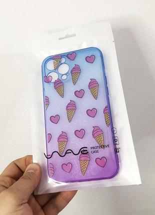 Чехол для apple iphone 12 pro max розово-синий мороженое4 фото