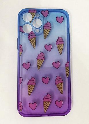 Чехол для apple iphone 12 pro max розово-синий мороженое1 фото
