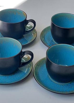 Набір 4 чашки+4 блюдця чай olens "голандія", 300мл 101-2319l/2316l1 фото