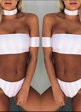 Раздельный купальник бикини в полоску полосочку стиль ретро винтаж