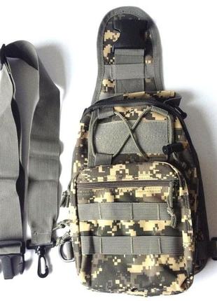 Тактическая армейская сумка борсетка на одной лямке, пиксель.3 фото