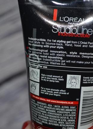 Гель для волос сильной фиксации l'oreal paris studio indestructible gel strong hair gel6 фото