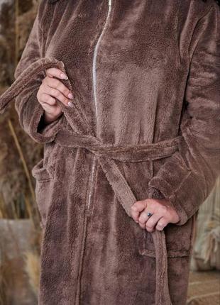 Женский махровый халат на молнии большие размеры l,xl,2xl,3xl4 фото