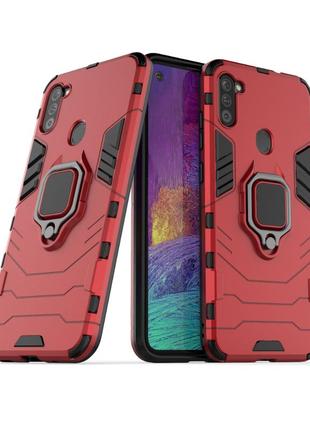 Чехол ring case для samsung galaxy a11 (a115) бронированный бампер с кольцом красный