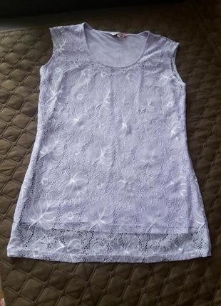 Кружевная блуза с вшитой майкой потрясающего сиреневого цвета