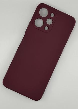 Силиконовый чехол для xiaomi redmi 12 бордовый soft silicone case full (бампер)