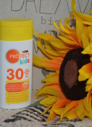 Детский солнцезащитный крем для тела asda protect kids sun lotion 30 spf1 фото