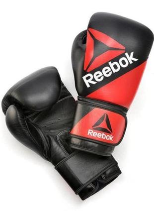 Боксерські рукавички reebok combat leather training glove червоний, чорний чол 14 унцій