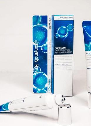 Cыворотка-роллер с коллагеном farmstay collagen water full moist rolling eye serum2 фото