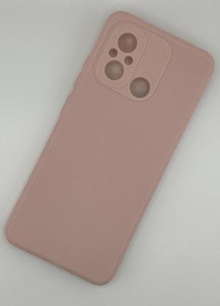 Силіконовий чохол для xiaomi redmi 12c пудровий soft silicone case full (бампер)