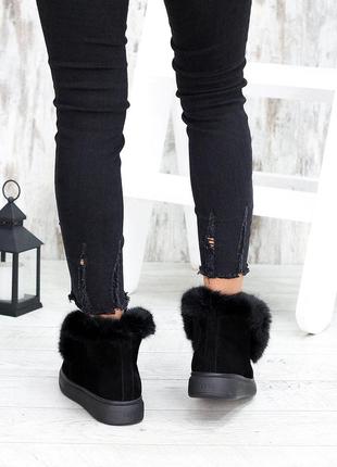 Зимові черевики сліпони жіночі з натуральної замші на хутрі6 фото