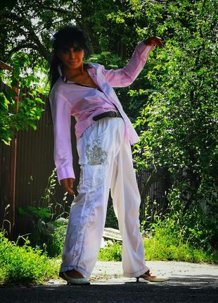 Штаны с вышивкой карманами накладными в спортивном стиле george коттон хлопок