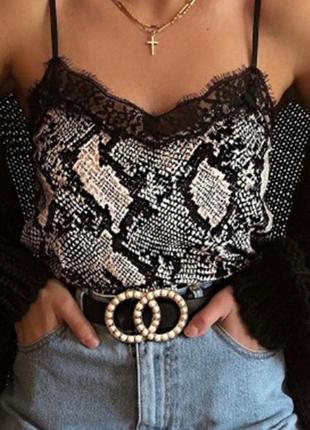 Стильний літній шифоновий топ майка в зміїний принт