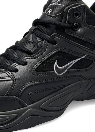 Зимние мужские кроссовки nike m2k tekno mid all black fur8 фото