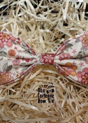 Галстук-бабочка бежевая с цветами 200 грн