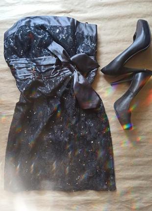 Черное коктейльное платье в пайетках на тематическую вечеринку гетсби1 фото