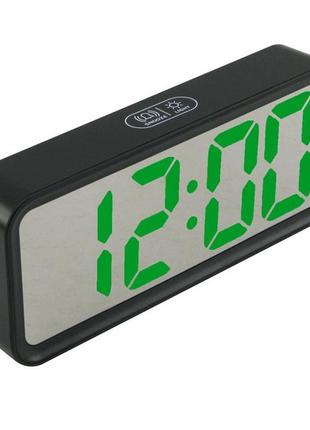 Часы настольные dt-6508 с будильником и usb зарядкой с зеленой подсветкой