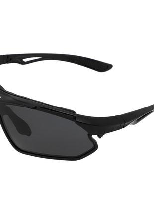 Очки спортивные солнцезащитные sposune jh-037-1 оправа-черная цвет линз серый зеркальный2 фото