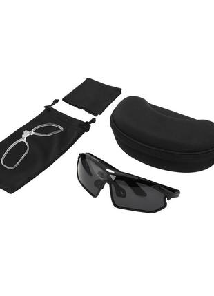 Очки спортивные солнцезащитные sposune jh-037-1 оправа-черная цвет линз серый зеркальный7 фото