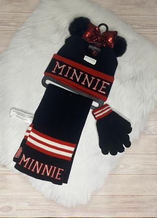 Набір для дівчинки шапка/шарф/рукавиці 50-52 minnie mouse primark