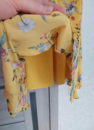 Жёлтое шифоновое платье в ретро стиле, цветочный принт oasis(размер 10)8 фото