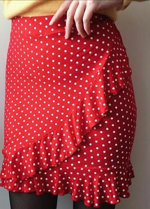 Червона міні-спідниця в горошок missguided polka dot2 фото