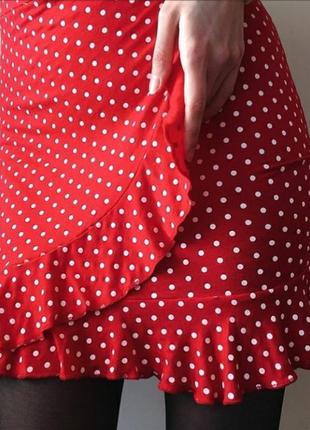 Красная мини юбка в горошек missguided polka dot4 фото