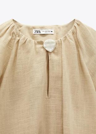 Стильная блузка рубашка zara с объемными рукавами3 фото