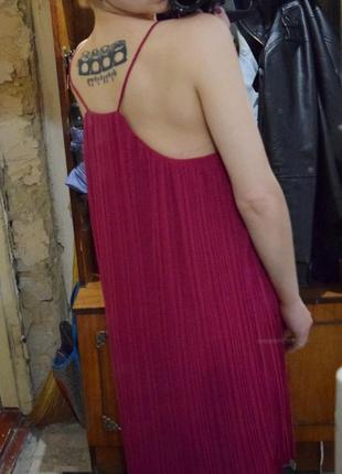 Якрое летнее платье гармошка фуксия фиолетовое размер с mango3 фото