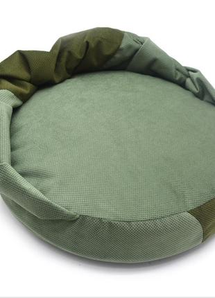 Лежак пуф с одеялом для собак и котов zoo-hunt mеджик круглый зеленый №2 500х500х90 мм3 фото