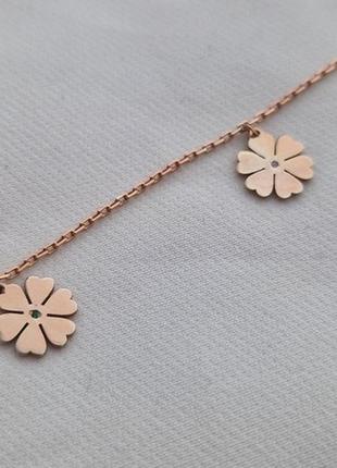 Браслет на ногу позолоченный цепочка с подвесками цветами4 фото