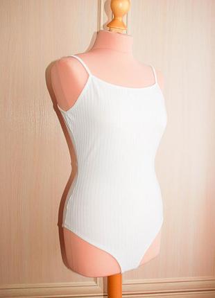 Білий літній комбідрес боді в рубчик бікіні