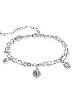 Браслет с фианитами из серебра 925 пробы, размер 16 см x 0,1 см, вес: 4.20 г