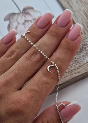 Браслет на ногу из серебра цепочка с подвесками месяц6 фото