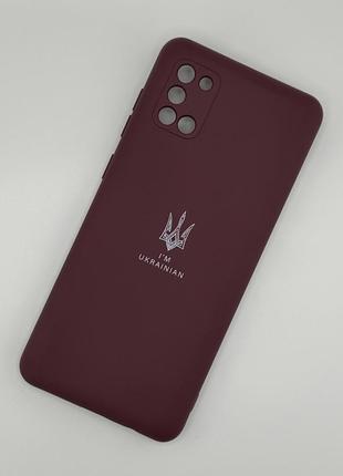 Силіконовий чохол soft silicone case full (ukrainian spirit) для samsung a31 (a315) бордовий (бампер)