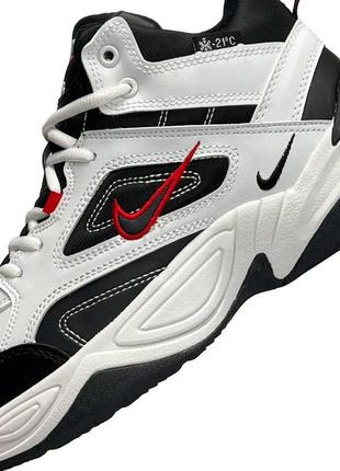 Зимние мужские кроссовки nike m2k tekno mid white black red fur8 фото