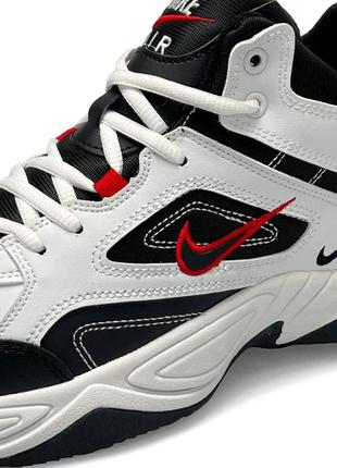 Зимние мужские кроссовки nike m2k tekno mid white black red fur7 фото