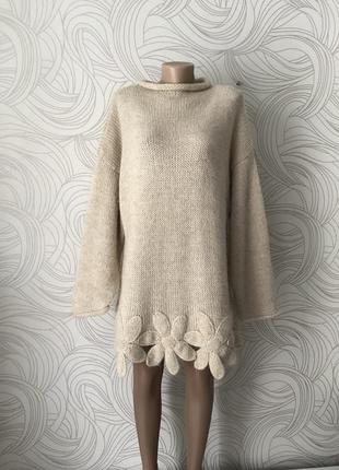 Шикарний подовжений светр,віталія 🇮🇹, альпака, шерсть
