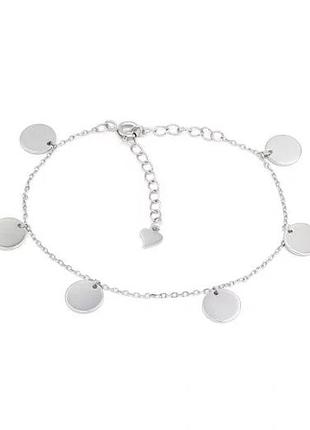 Срібний браслет на руку монетки, розмір 16 см x 0,1 см