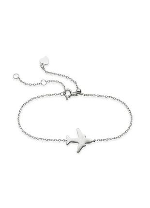 Браслет серебряный на руку самолеты, размер 21 см x 0,1 см, вес: 1.70 г