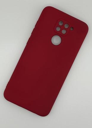 Силиконовый чехол для xiaomi redmi note 9 малиновый soft silicone case full (бампер)