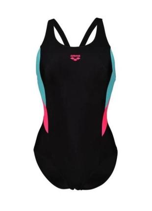 Купальник закритий для жінок arena swimsuit v back panel чорний, рожевий, бірюзовий жін 40